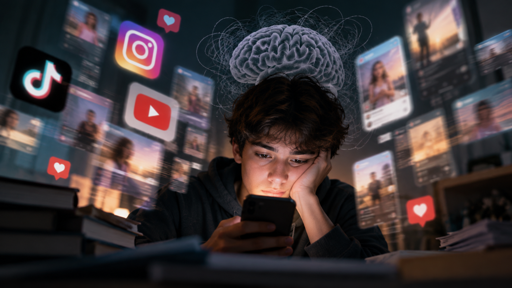 Teen Overwhelmed by Digital Noise